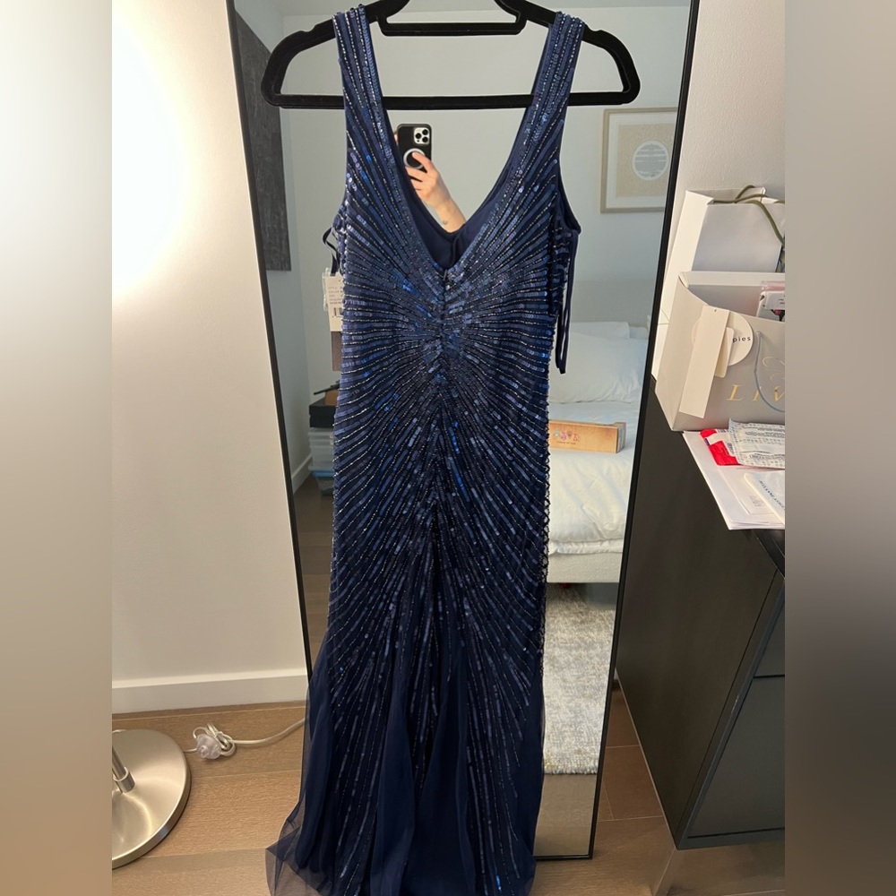NWT Aidan Mattox Blue Beaded Gown, size 4